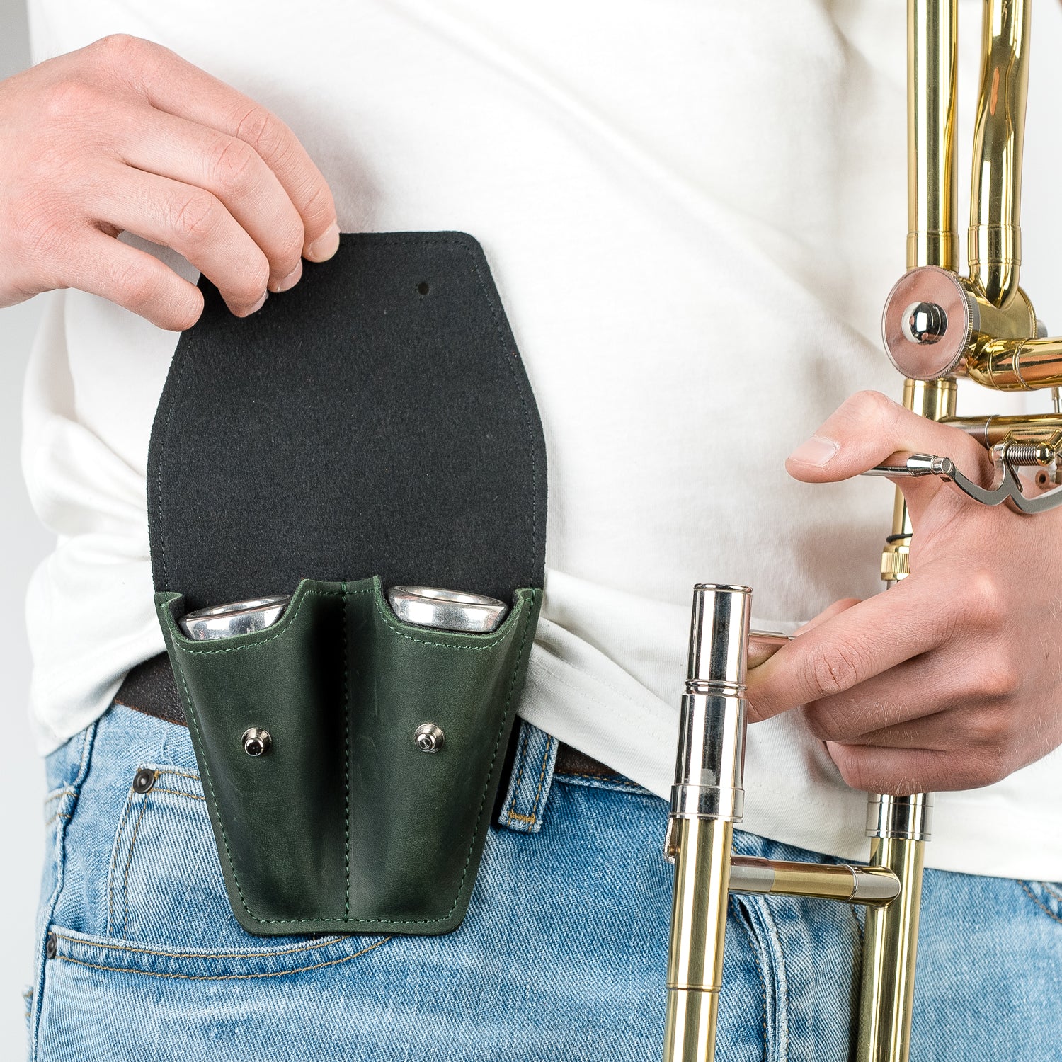 Double Trombone/Euphonium Mouthpiece Pouch | Crazy Horse Leather