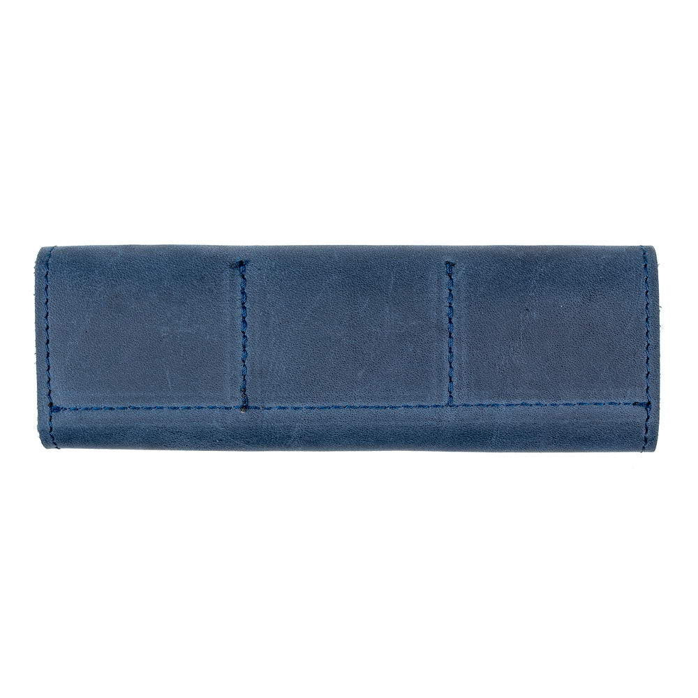 Leather dark blue pick holder back view