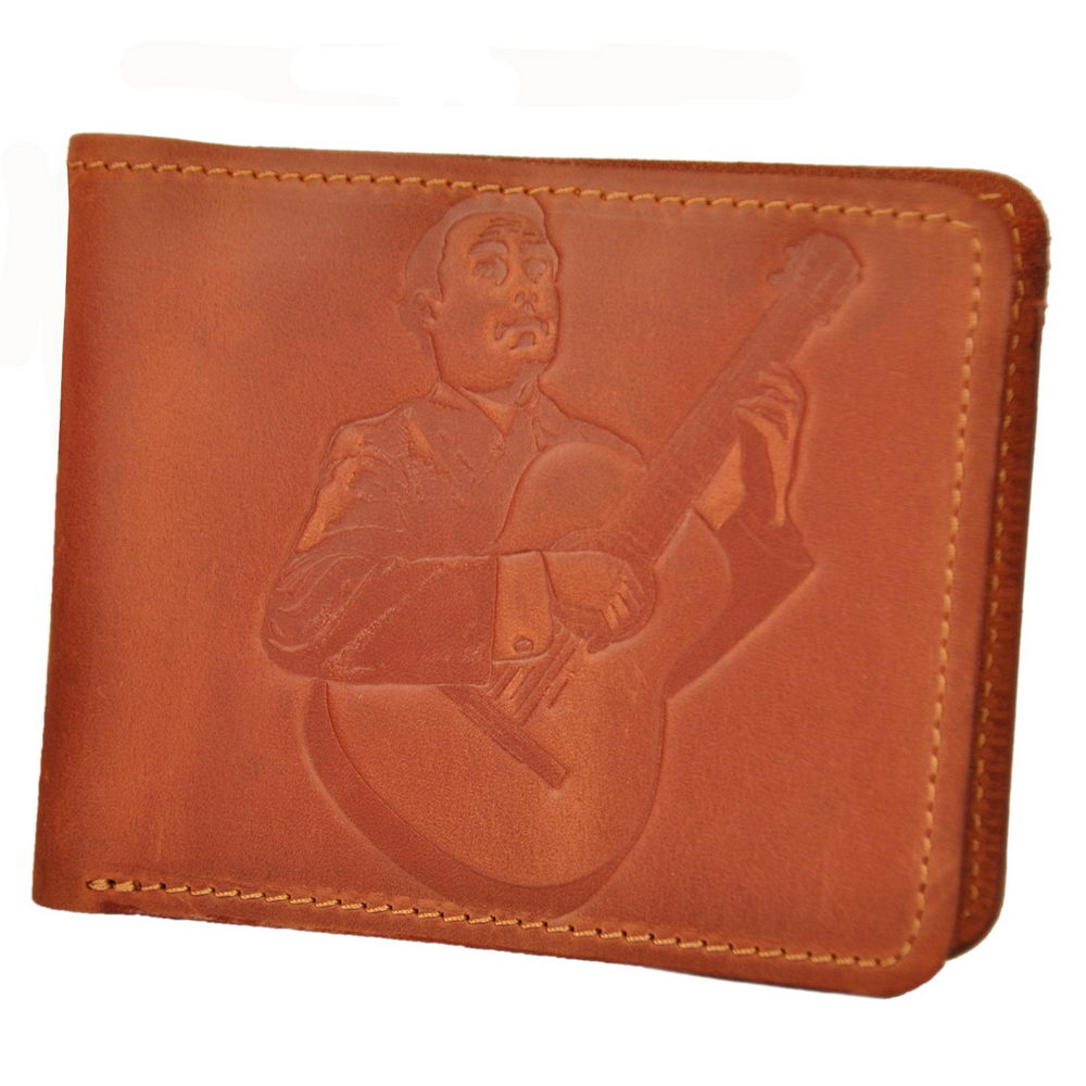 Leather Wallet with a Print of a Classical Guitarist