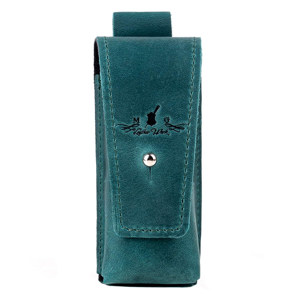 Opal Crazy Horse leather harmonica case with holster clasp – handmade premium accessory