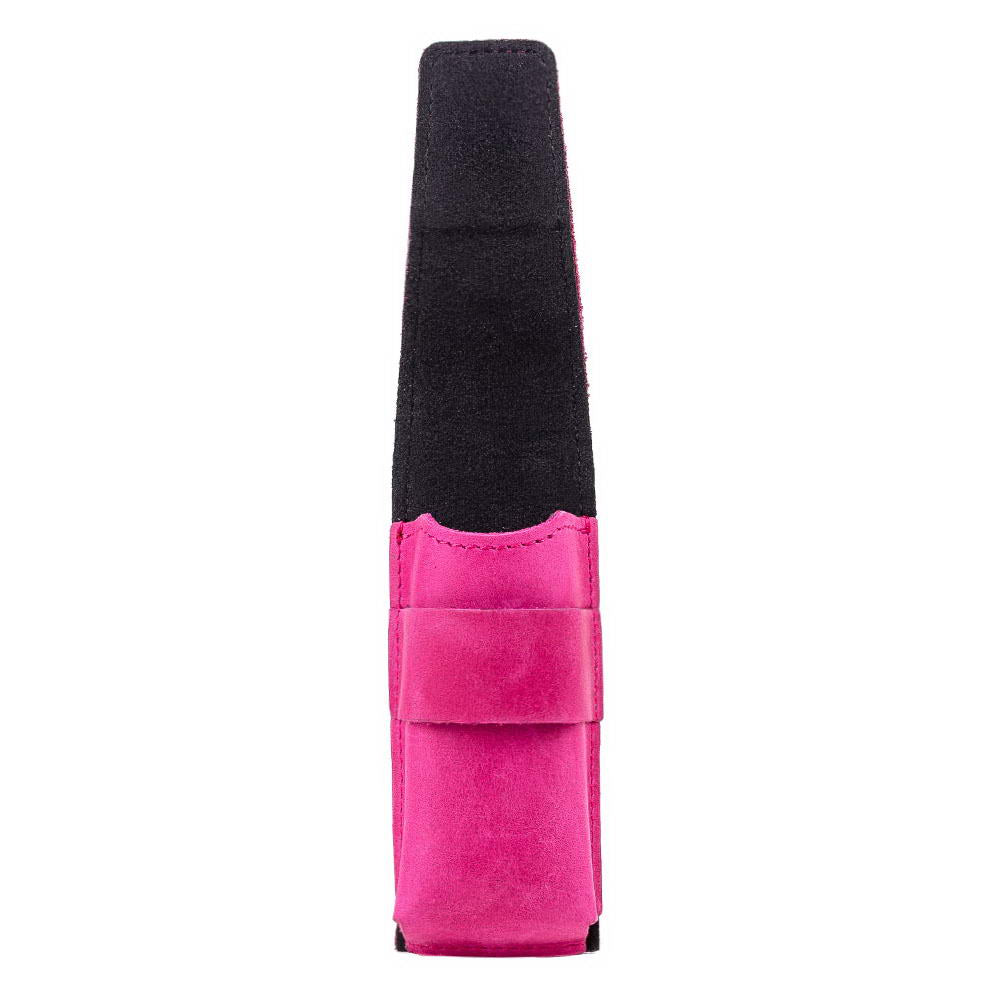 Side view of rose harmonica holder with flap lifted to display inside.