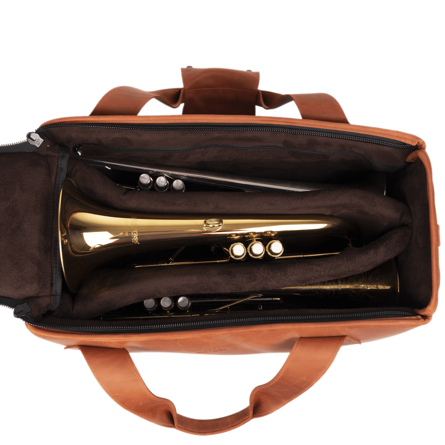 Set 3 in 1 Trumpet Double/Triple Gig Bag, Pouch for 4 or 7 mouthpieces and Trumpet Magnetic Plunger Mute