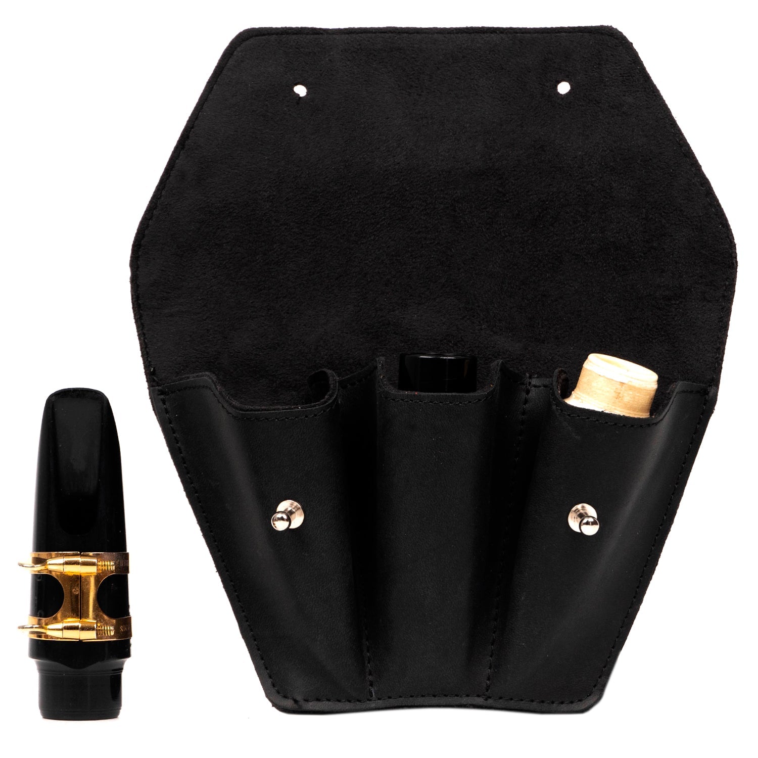 Triple Saxophone Mouthpiece Pouch Crazy Horse Leather