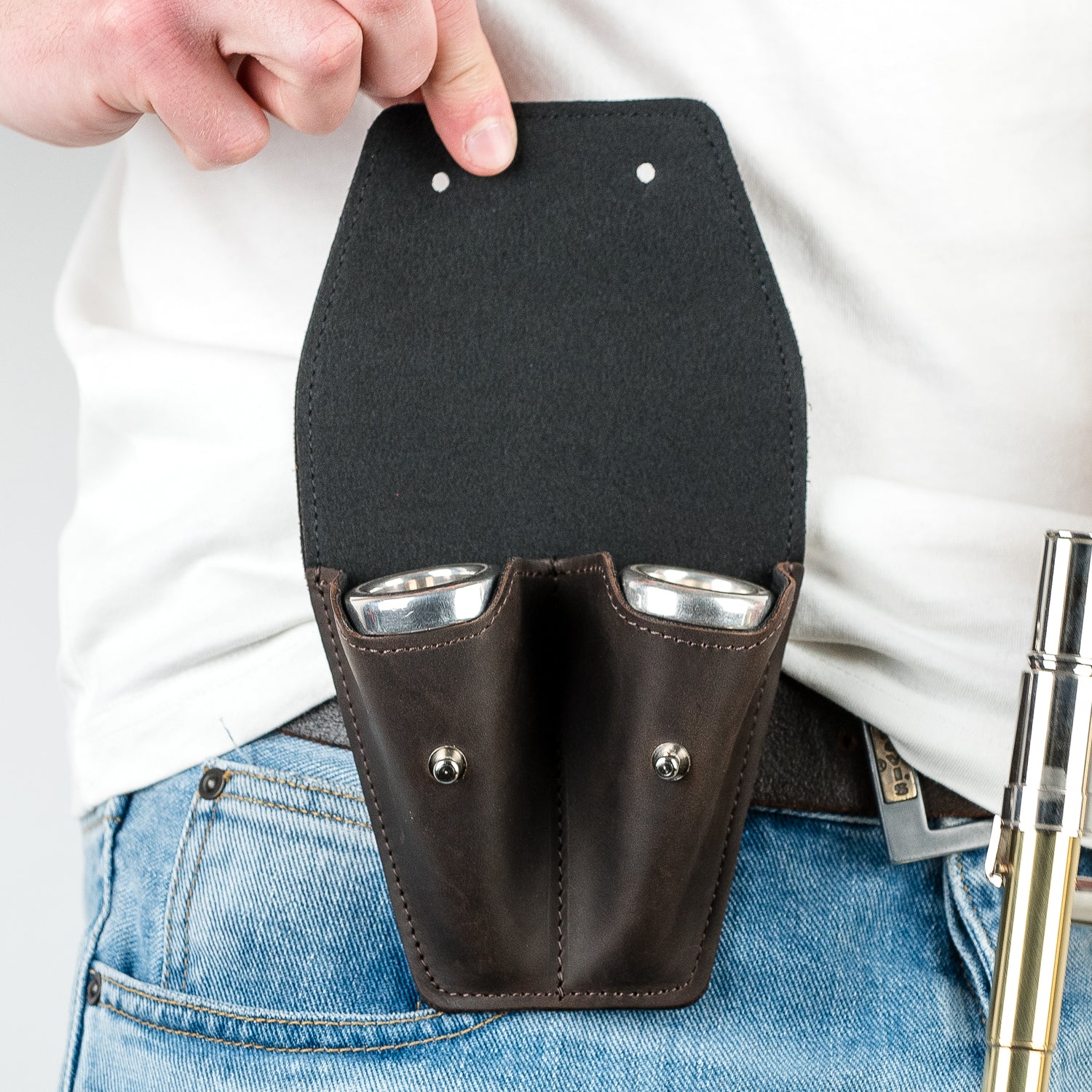 Double Trombone/Euphonium Mouthpiece Pouch | Crazy Horse Leather