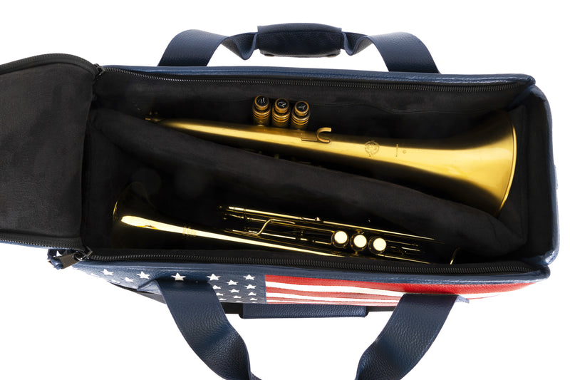 Trumpet gig bag with US flag Double (Z) Trumpet/Flugelhorn or triple (V) Flotar Leather