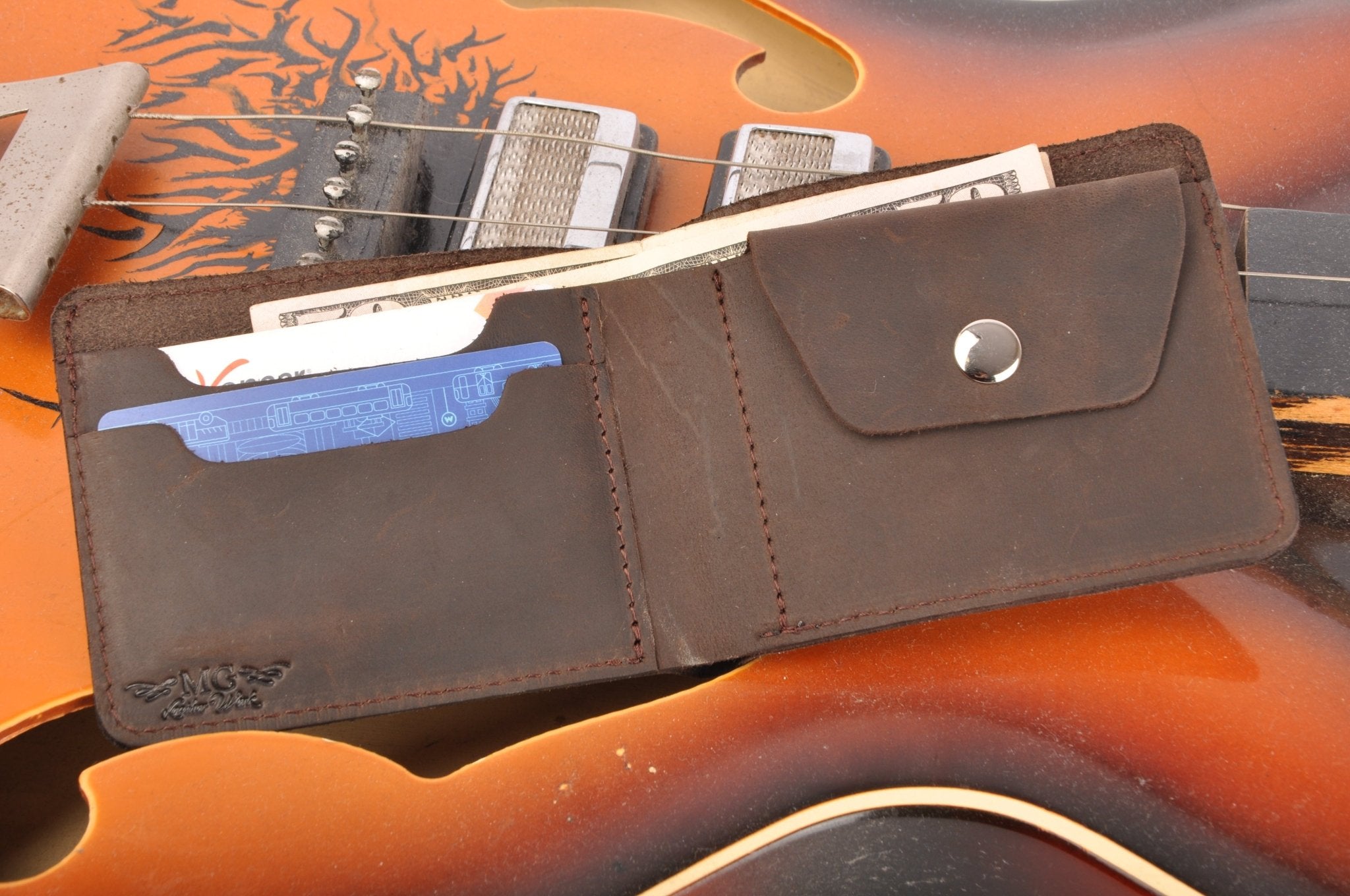 Wallet with a Print of a Musician Playing on the Trombone