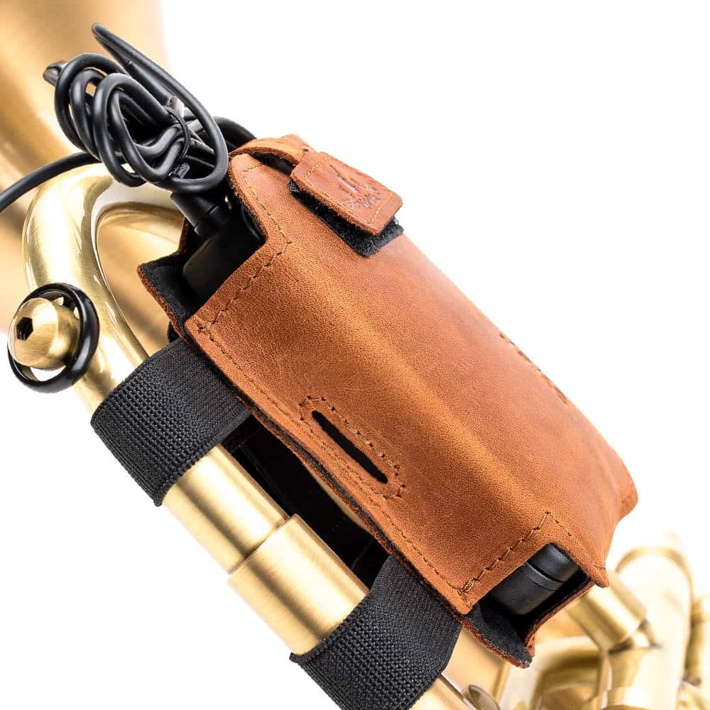 Flugelhorn Wireless Microphone Transmitter Holder | Crazy Horse Leather