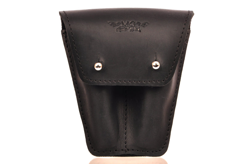 Gard Elite Quadrouple Mouthpiece Pouch in Black Leather with Tan Leather  Trim