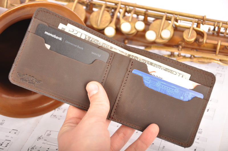 Wallet with tenor saxophone player print