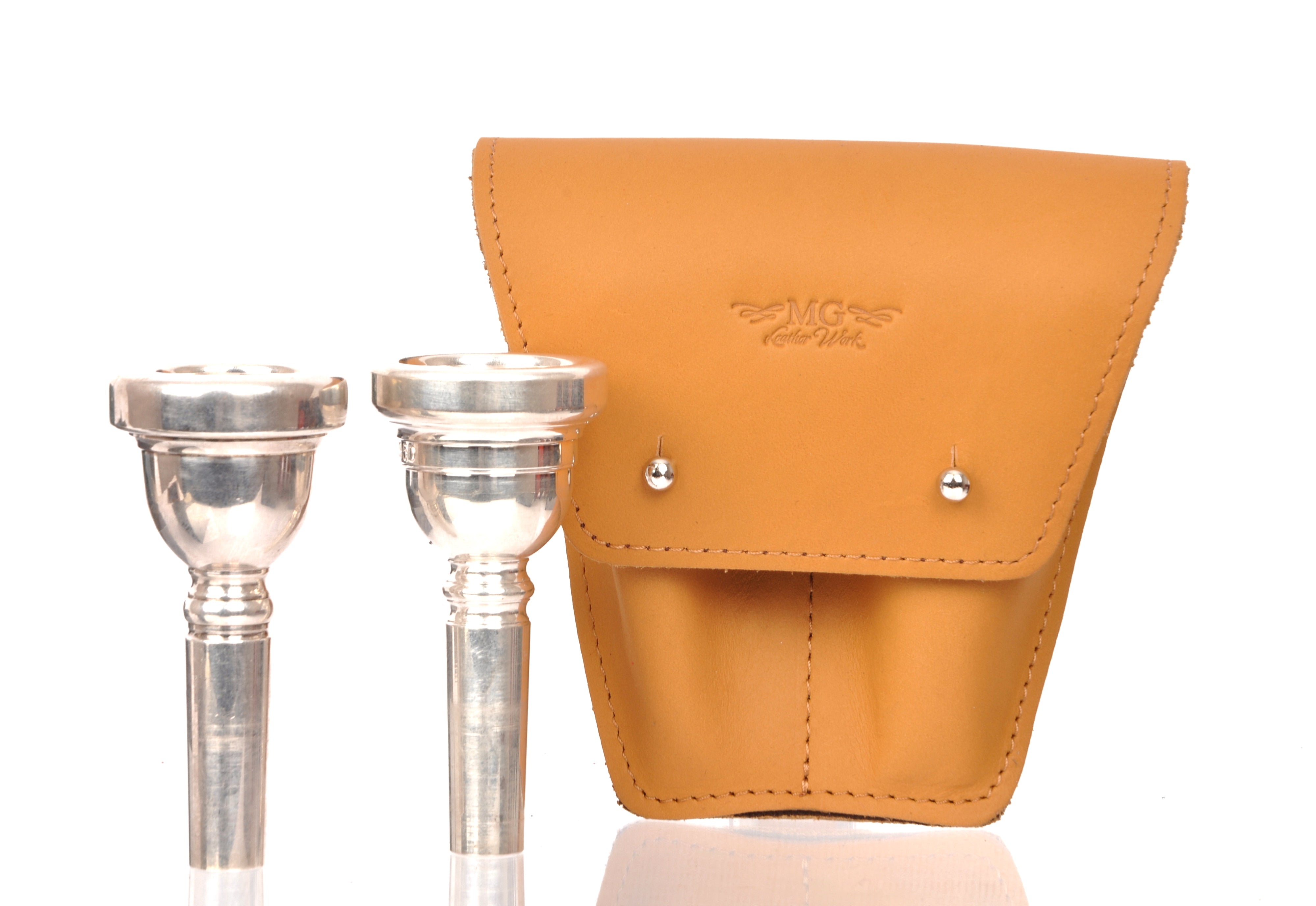 Set 2 in 1 Trombone Leather Magnetic Mute and Double Mouthpiece Pouch