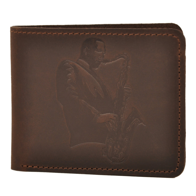 Wallet with tenor saxophone player print