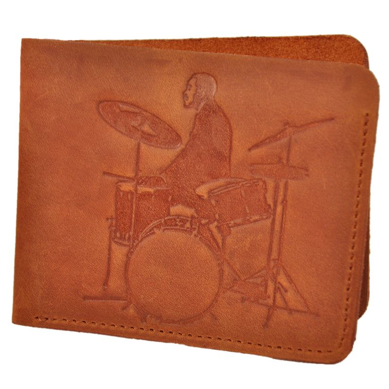 Wallet with a print of a musician playing on the drum